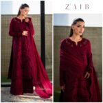 Zaib Luxury Lawn - Deep Maroon
